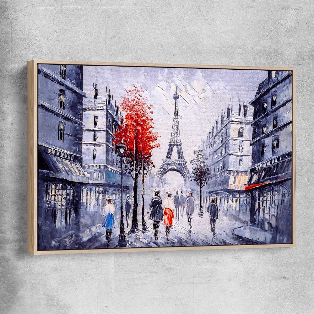 Paris Street View raw oak framed canvas is a high quality print in our city skyline, travel prints and maps collection