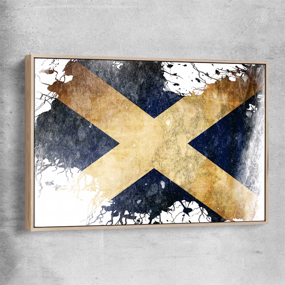 Scottish Flag raw oak framed canvas is a high quality print in our city skyline, travel prints and maps collection
