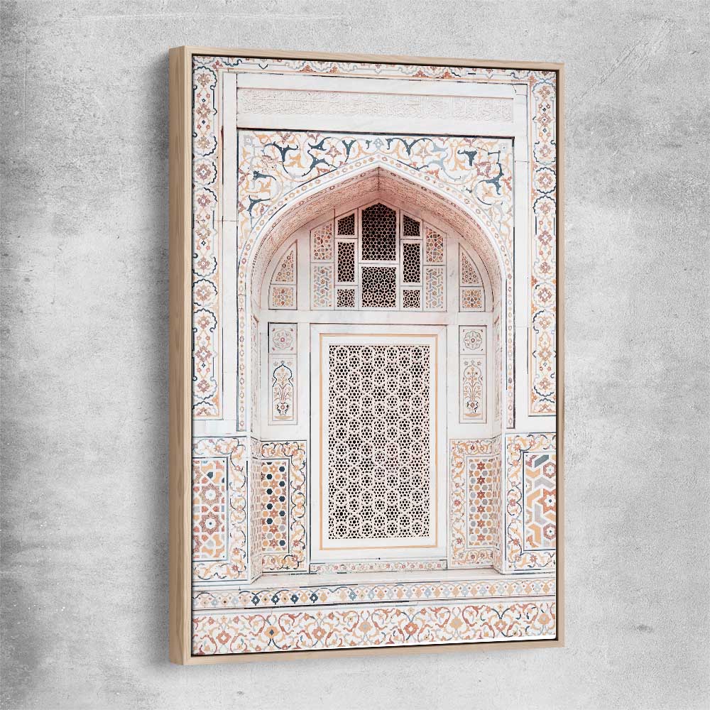 Taj in Arga raw oak framed canvas is a high quality print in our city skyline, travel prints and maps collection