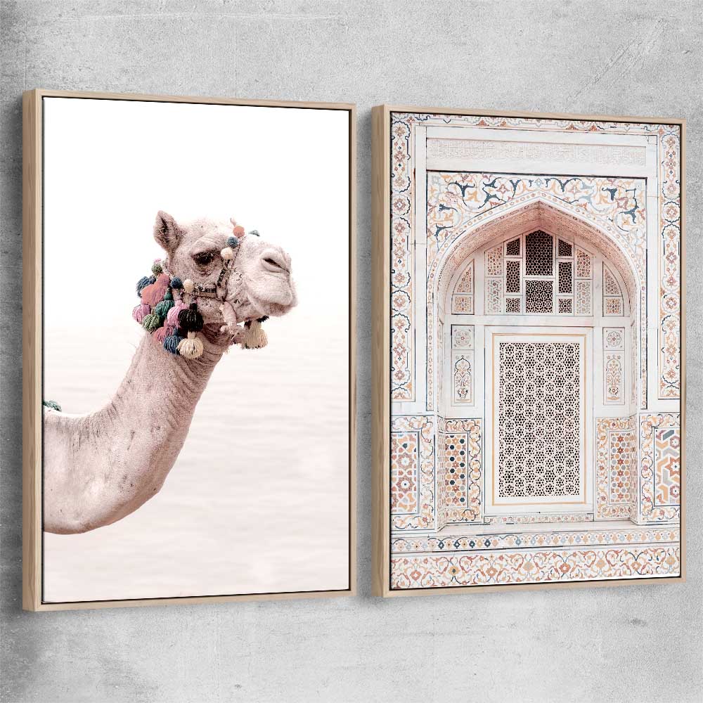 Taj in Arga Pair raw oak framed canvas is a high quality print in our city skyline, travel prints and maps collection
