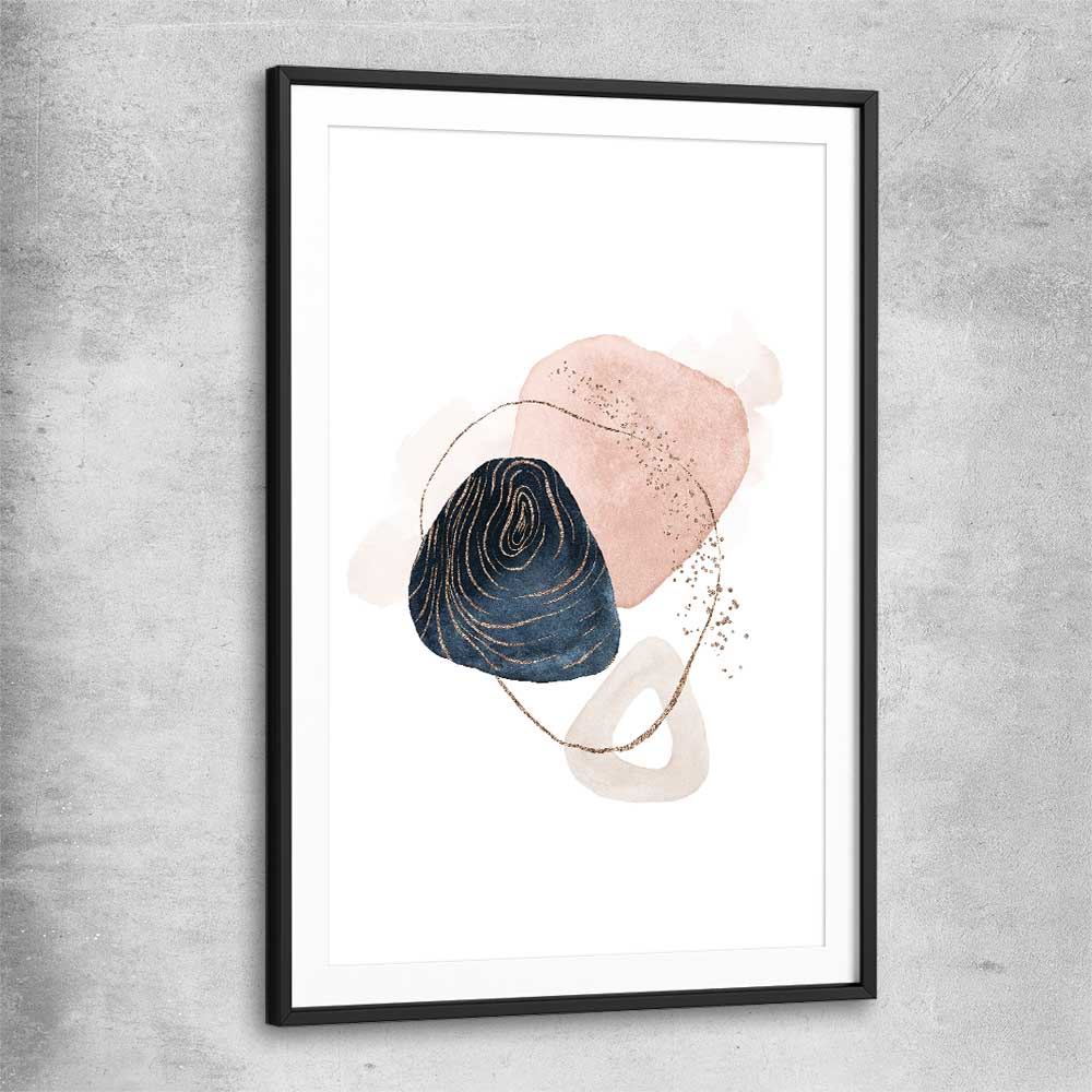 Abstract Circles black glass front frame - part of our high quality canvas abstract wall art collection