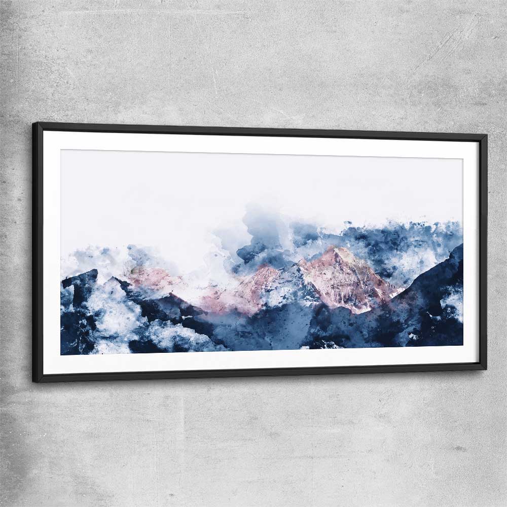Abstract Mountains black glass front frame - part of our high quality canvas abstract wall art collection