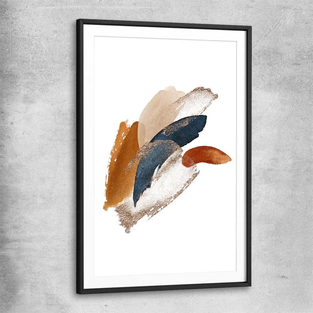 Abstract Strokes One black glass front frame - part of our high quality canvas abstract wall art collection