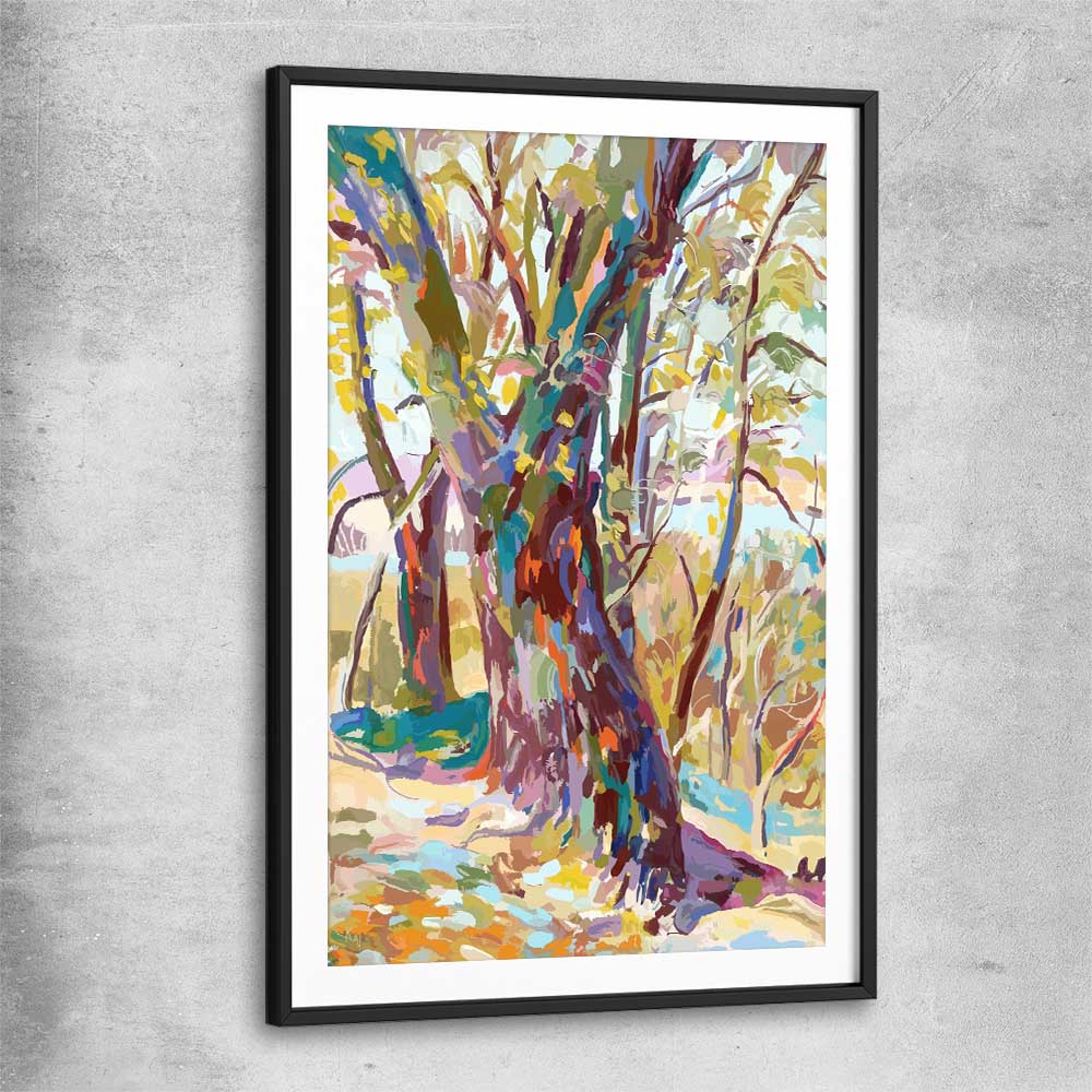 Autumn Leaves black glass front frame - part of our high quality canvas abstract wall art collection
