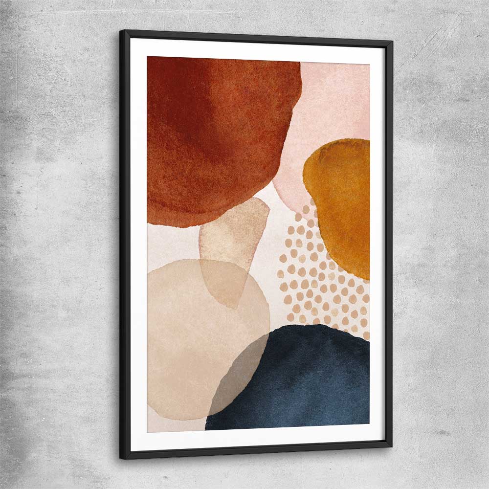 Beige Navy Three black glass front frame - part of our high quality canvas abstract wall art collection
