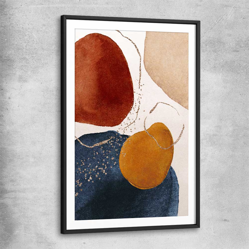 Beige Navy Two black glass front frame - part of our high quality canvas abstract wall art collection