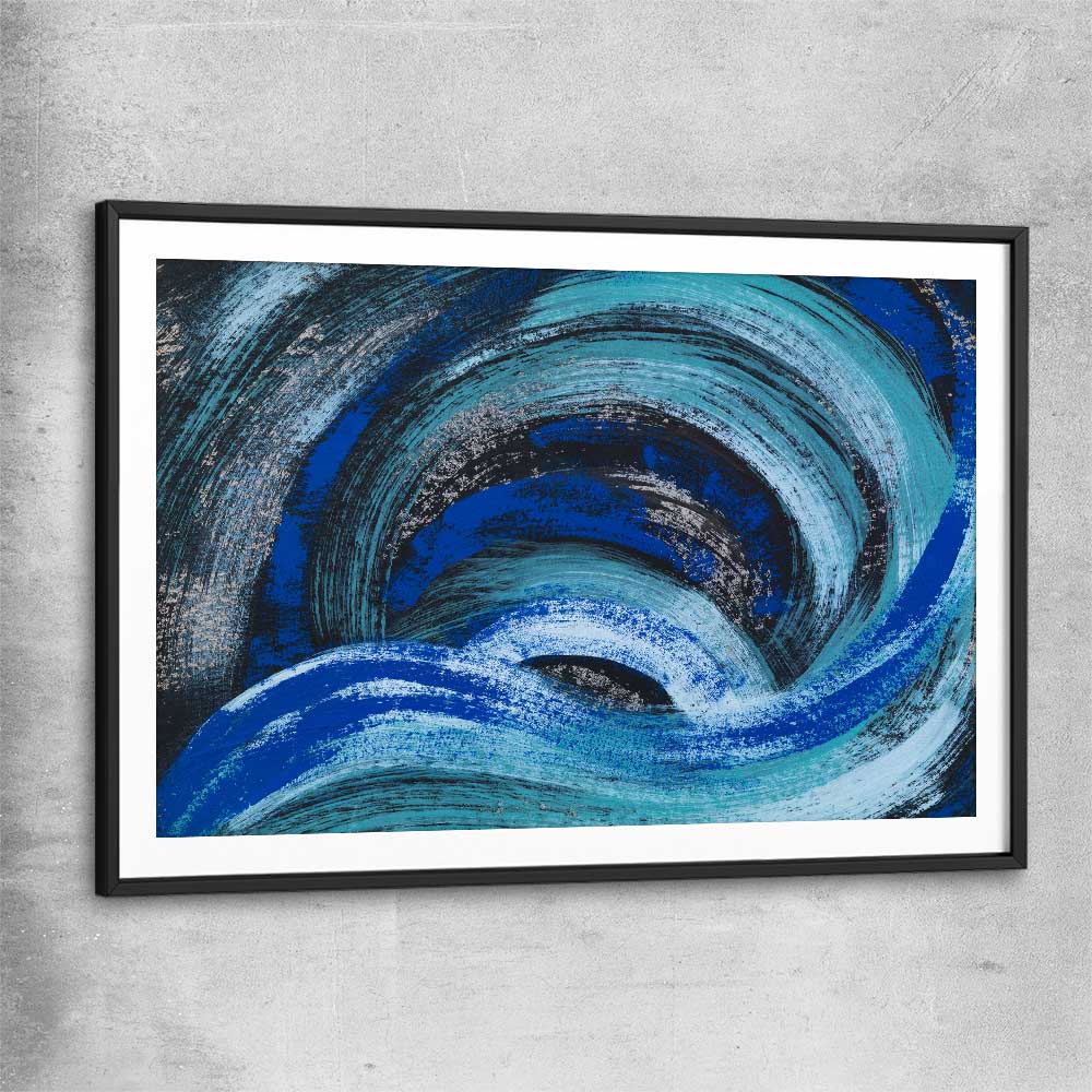 Blue Ether black glass front frame - part of our high quality canvas abstract wall art collection
