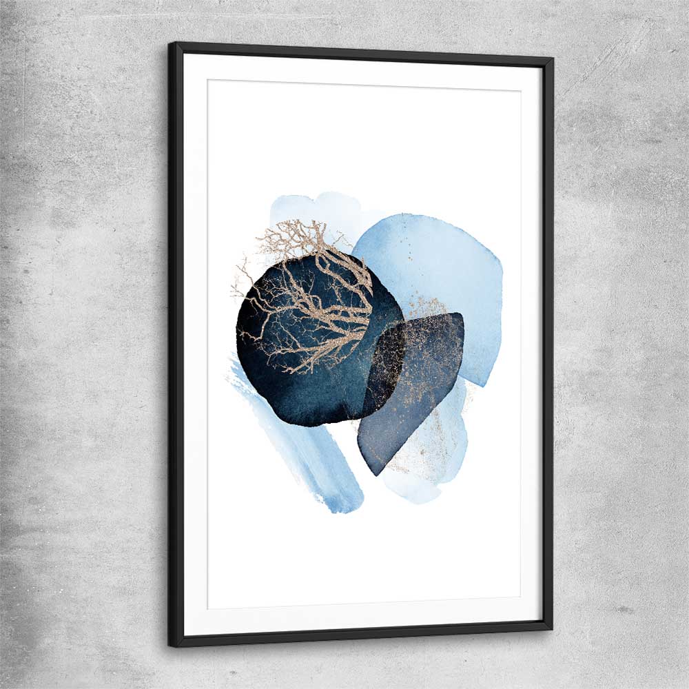 Blue Ivory Three black glass front frame - part of our high quality canvas abstract wall art collection