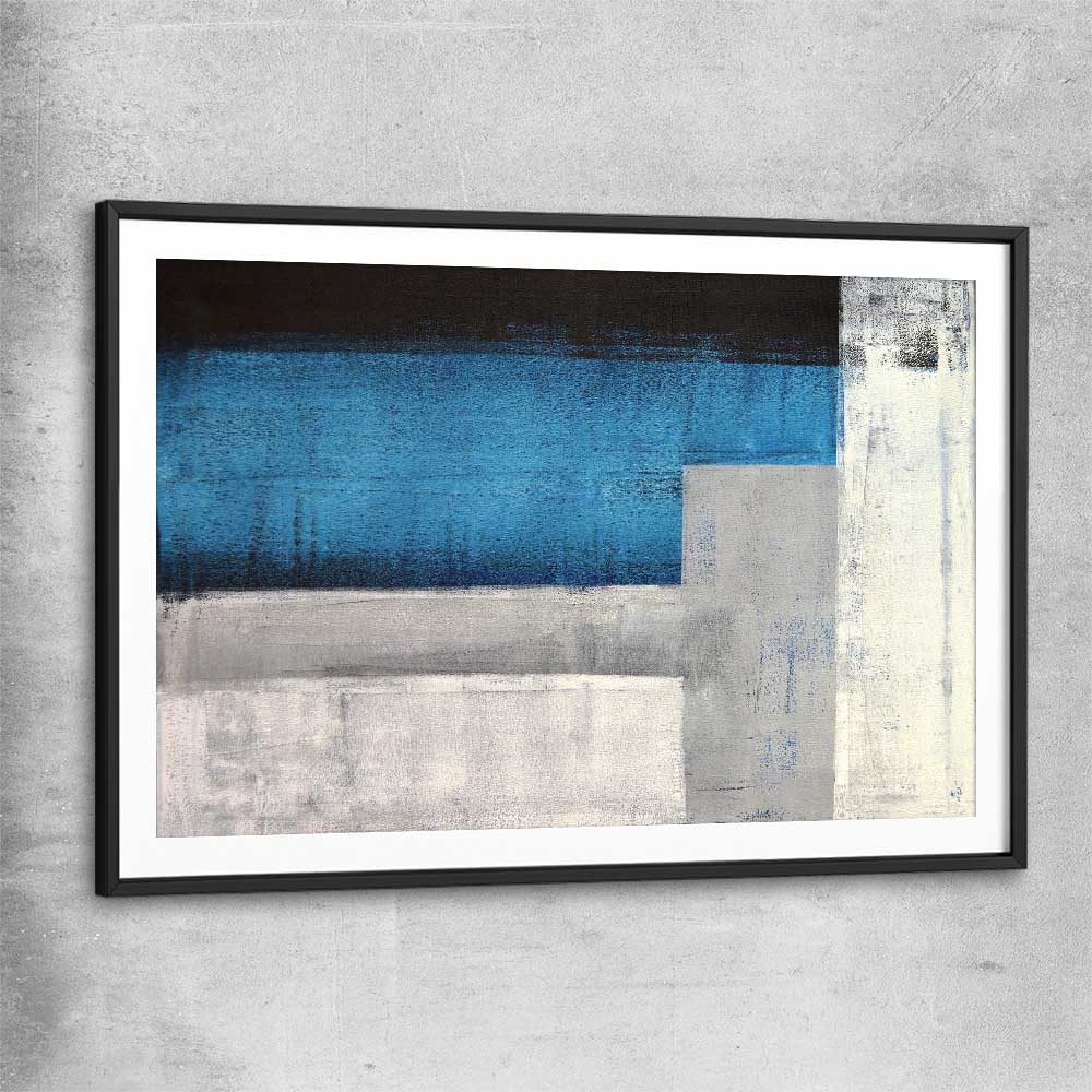 Blue Tones black glass front frame - part of our high quality canvas abstract wall art collection