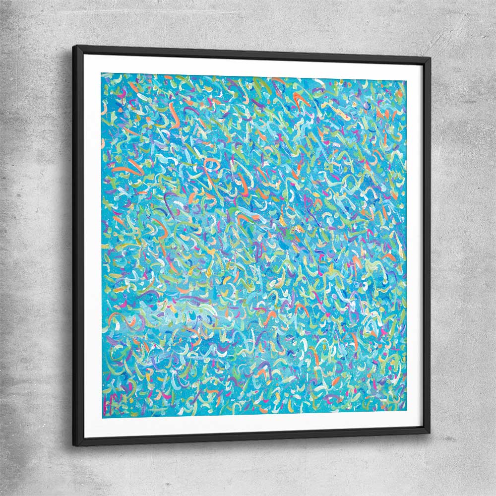 Broken Molecules black glass front frame - part of our high quality canvas abstract wall art collection