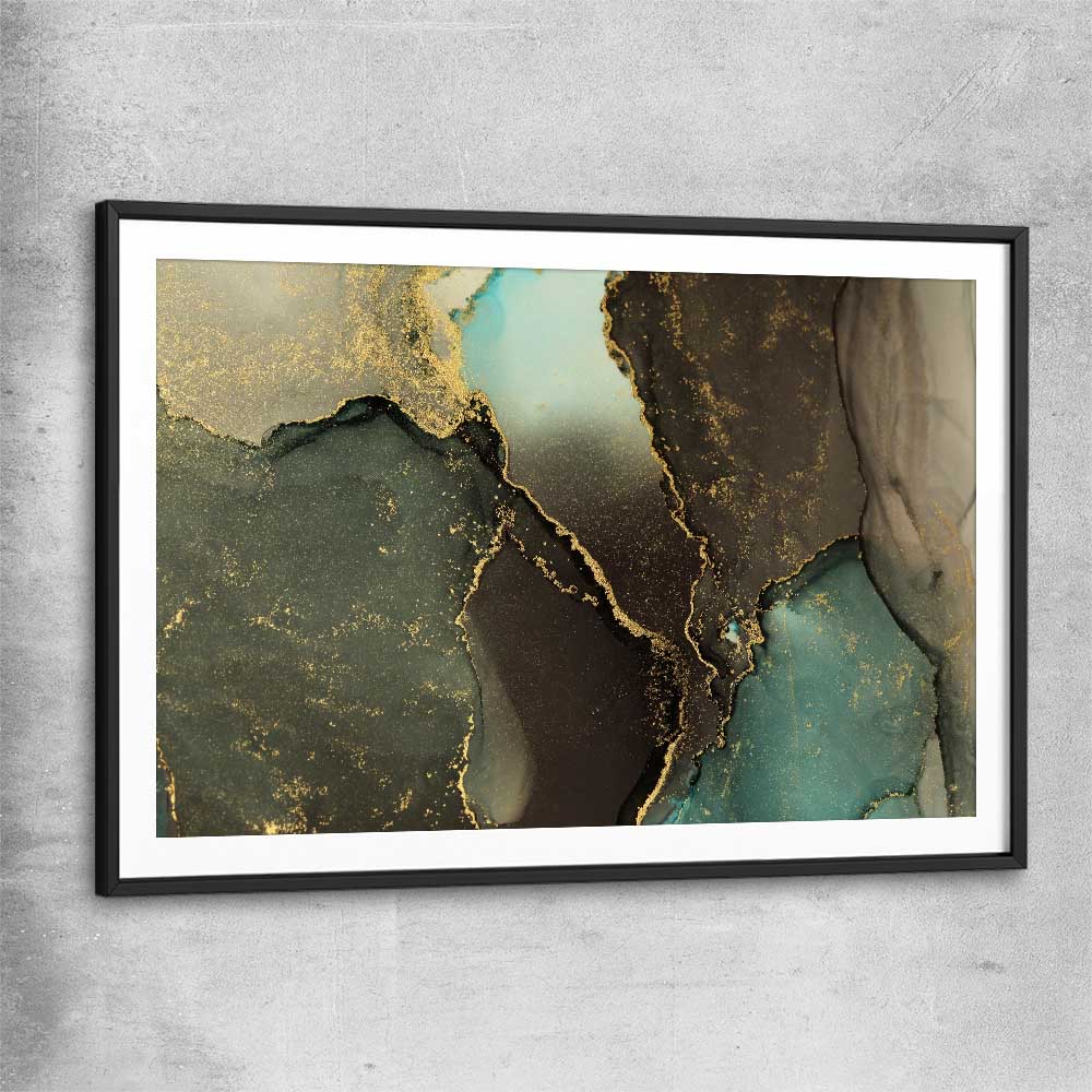 Brown Marble Flow black glass front frame - part of our high quality canvas abstract wall art collection