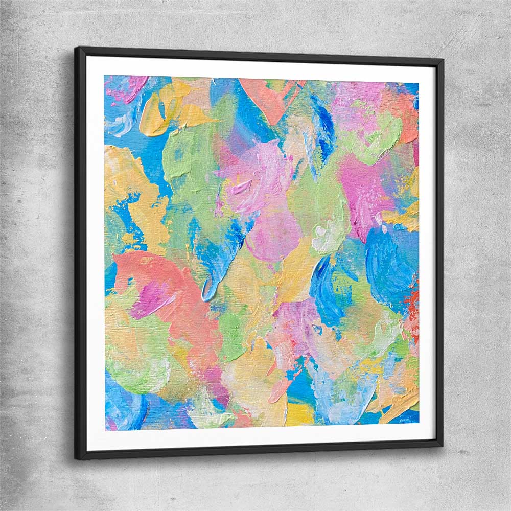 Colour Burst black glass front frame - part of our high quality canvas abstract wall art collection
