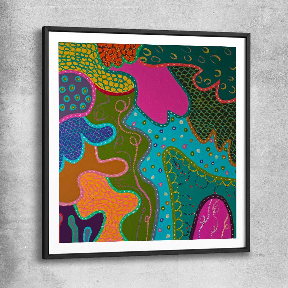 Colour has Joy black glass front frame - part of our high quality canvas abstract wall art collection