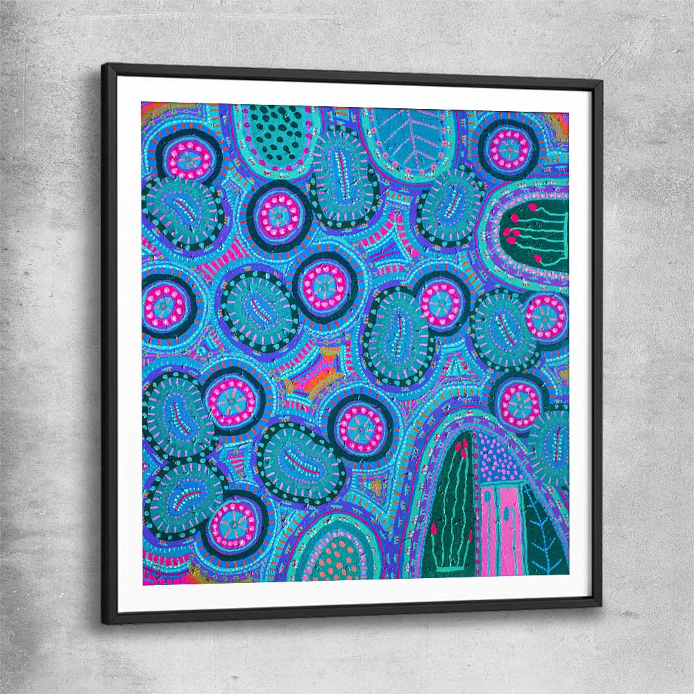 Colours are Encryptic black glass front frame - part of our high quality canvas abstract wall art collection