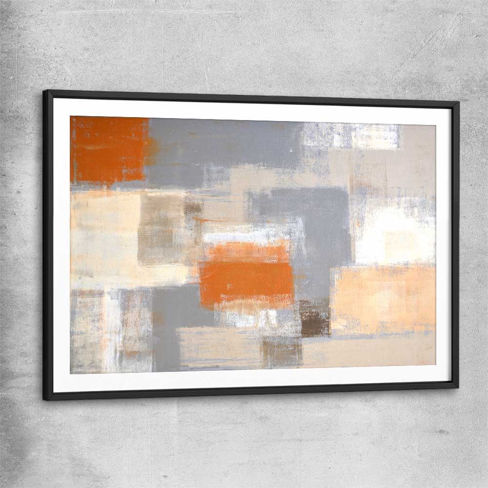 Cosy Beige black glass front frame - part of our high quality canvas abstract wall art collection