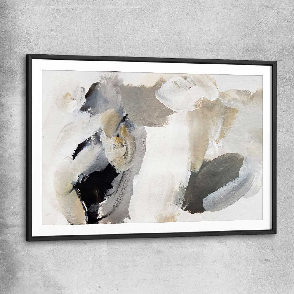 Cosy Neutral black glass front frame - part of our high quality canvas abstract wall art collection