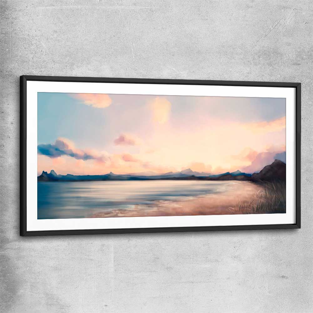 Dawn at Sea black glass front frame - part of our high quality canvas abstract wall art collection