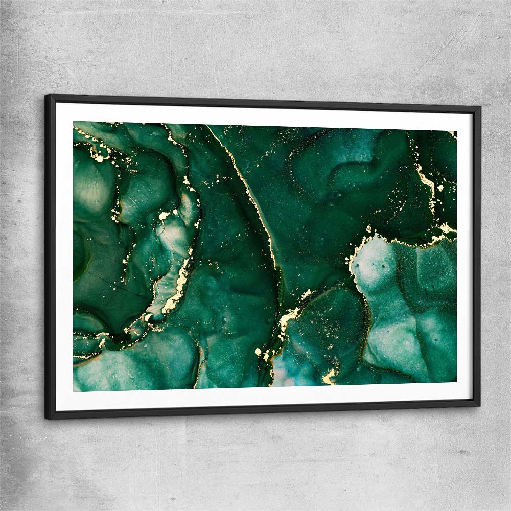 Deep Turquoise black glass front frame - part of our high quality canvas abstract wall art collection