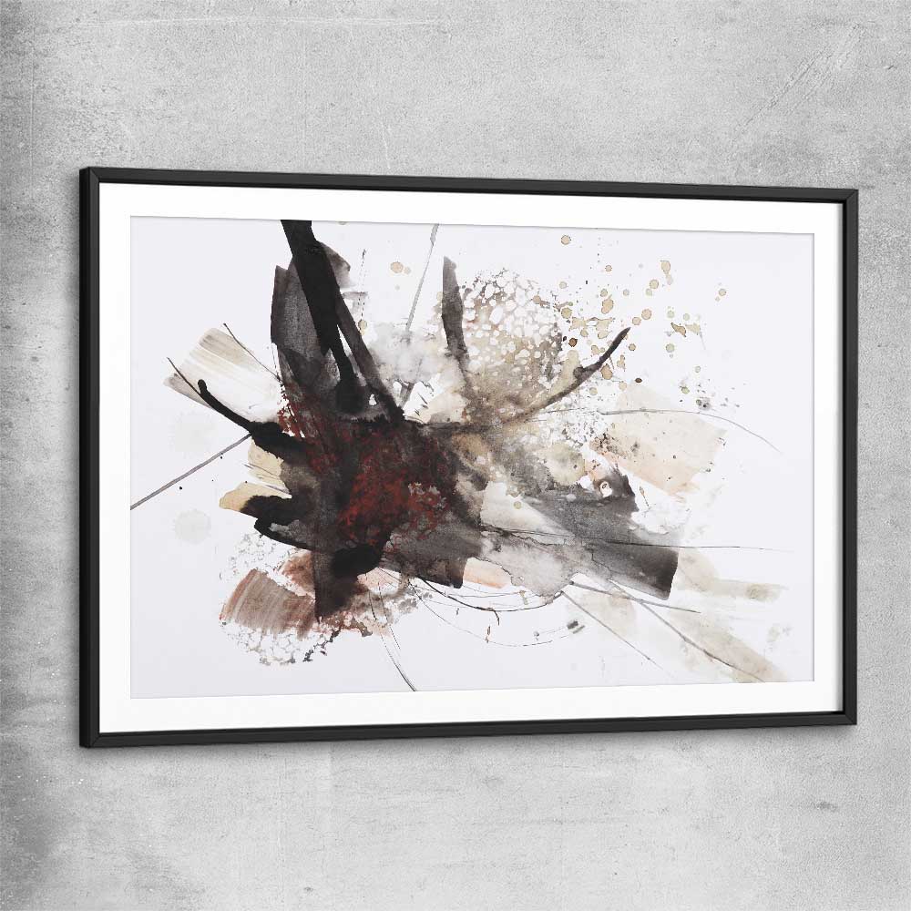 Energy Burst black glass front frame - part of our high quality canvas abstract wall art collection