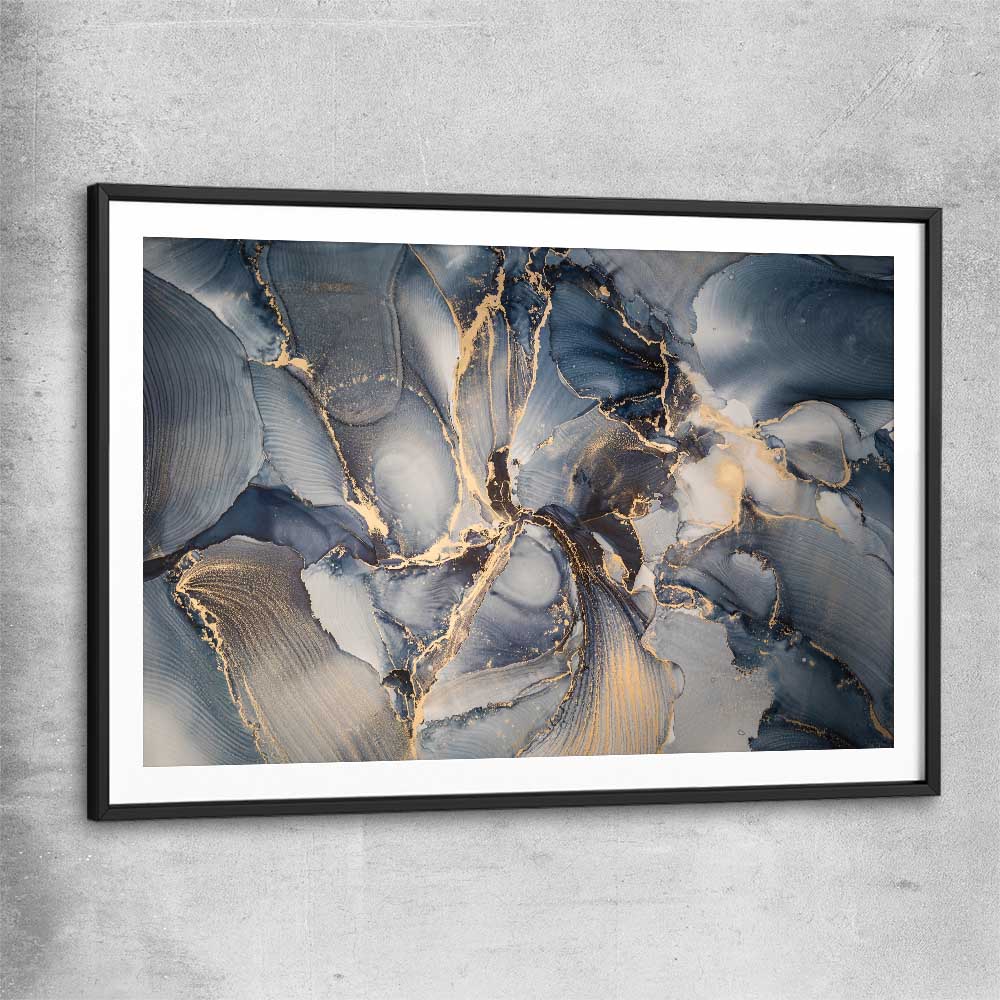 Fluid Swirls black glass front frame - part of our high quality canvas abstract wall art collection