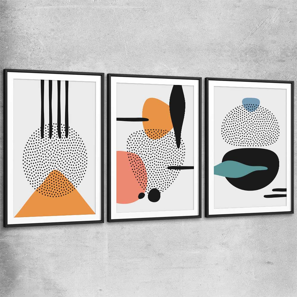 Formations Set black glass front frame - part of our high quality canvas abstract wall art collection
