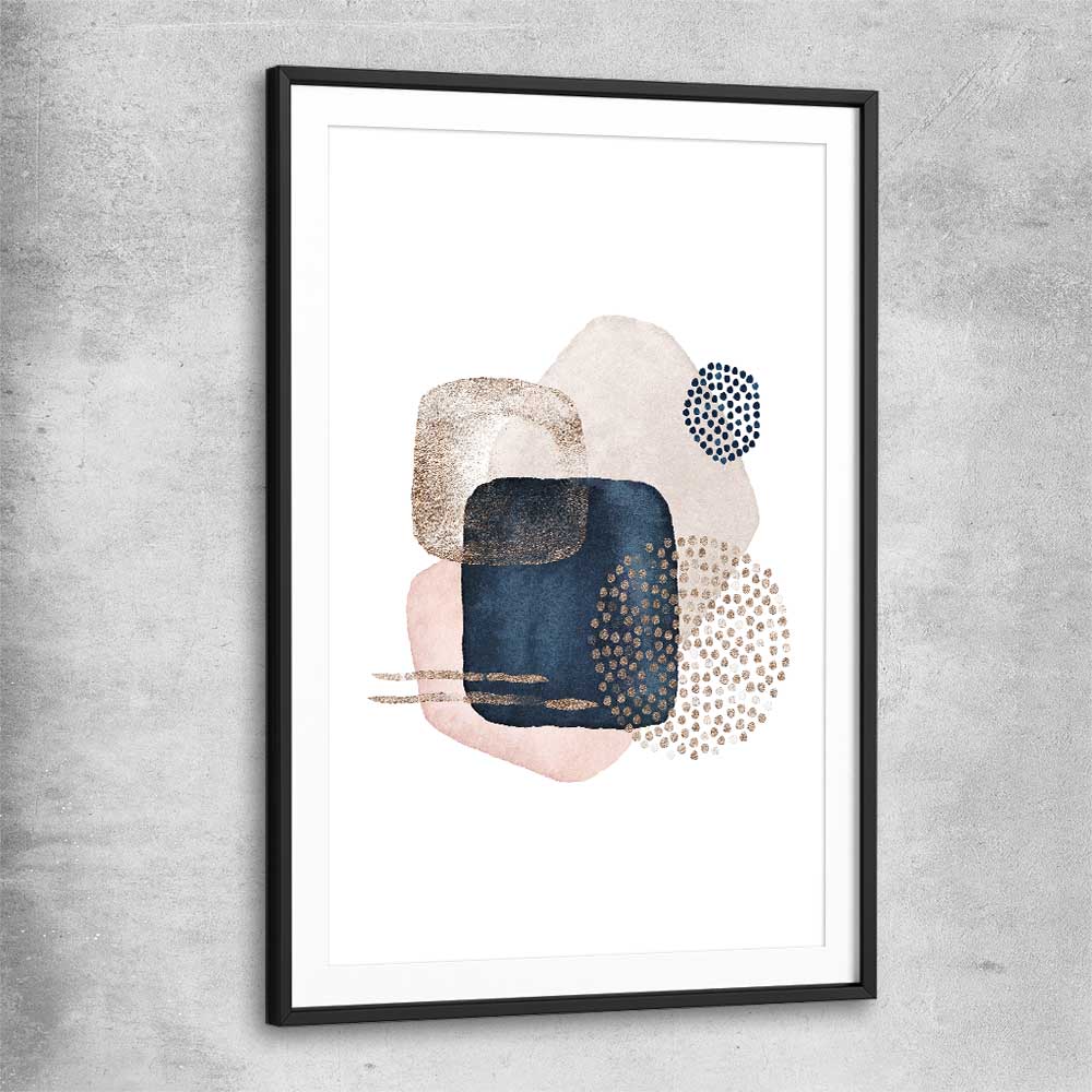 Geometric Dots black glass front frame - part of our high quality canvas abstract wall art collection