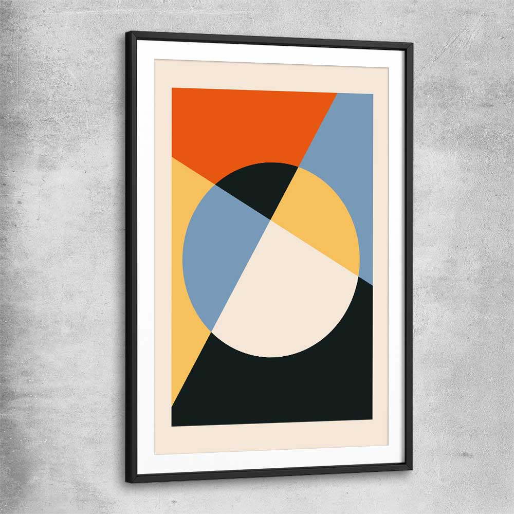 Geometry Burst One black glass front frame - part of our high quality canvas abstract wall art collection