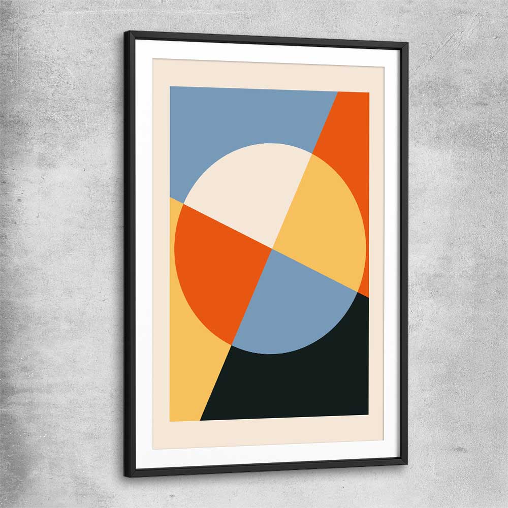 Geometry Burst Three black glass front frame - part of our high quality canvas abstract wall art collection