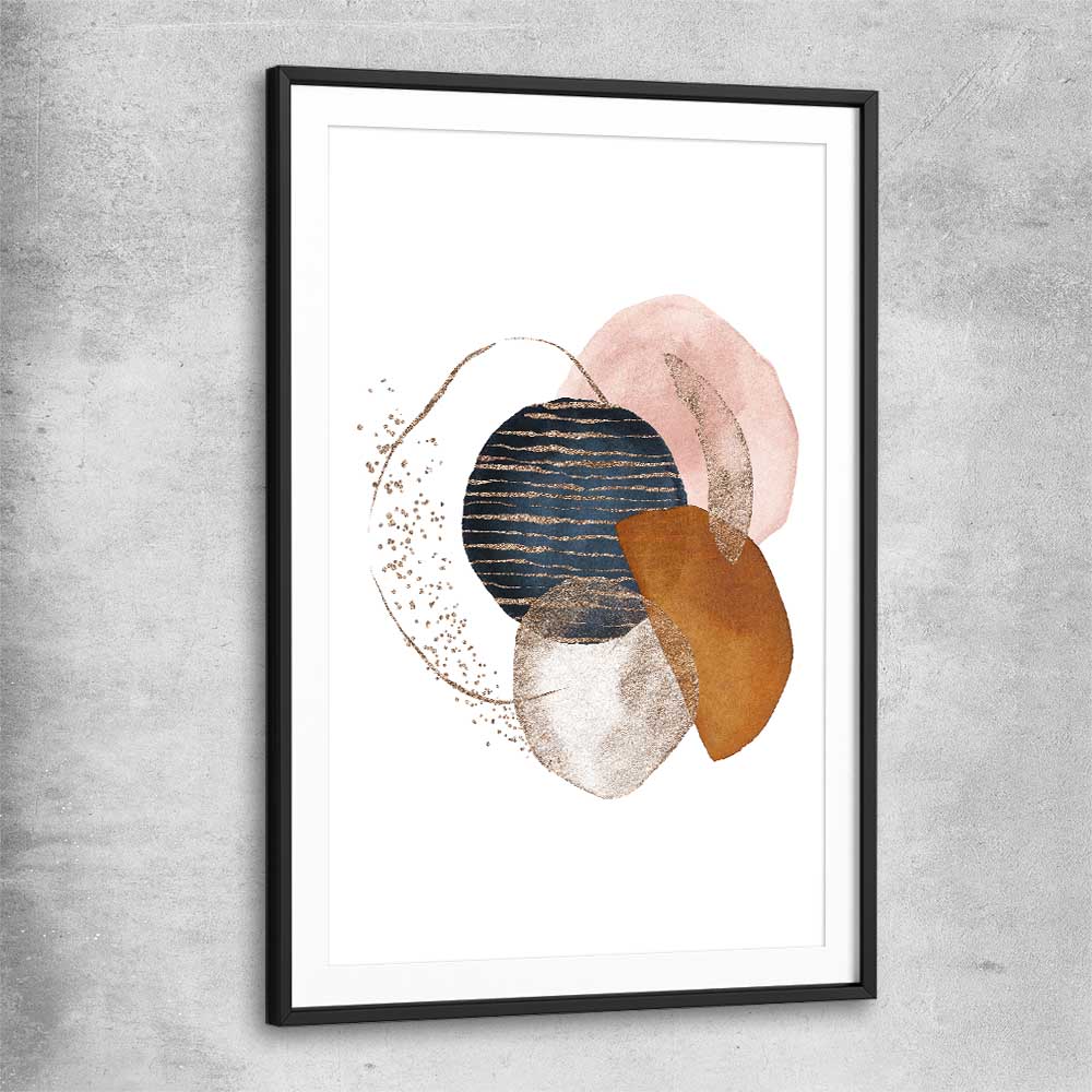 Gold Glitter black glass front frame - part of our high quality canvas abstract wall art collection