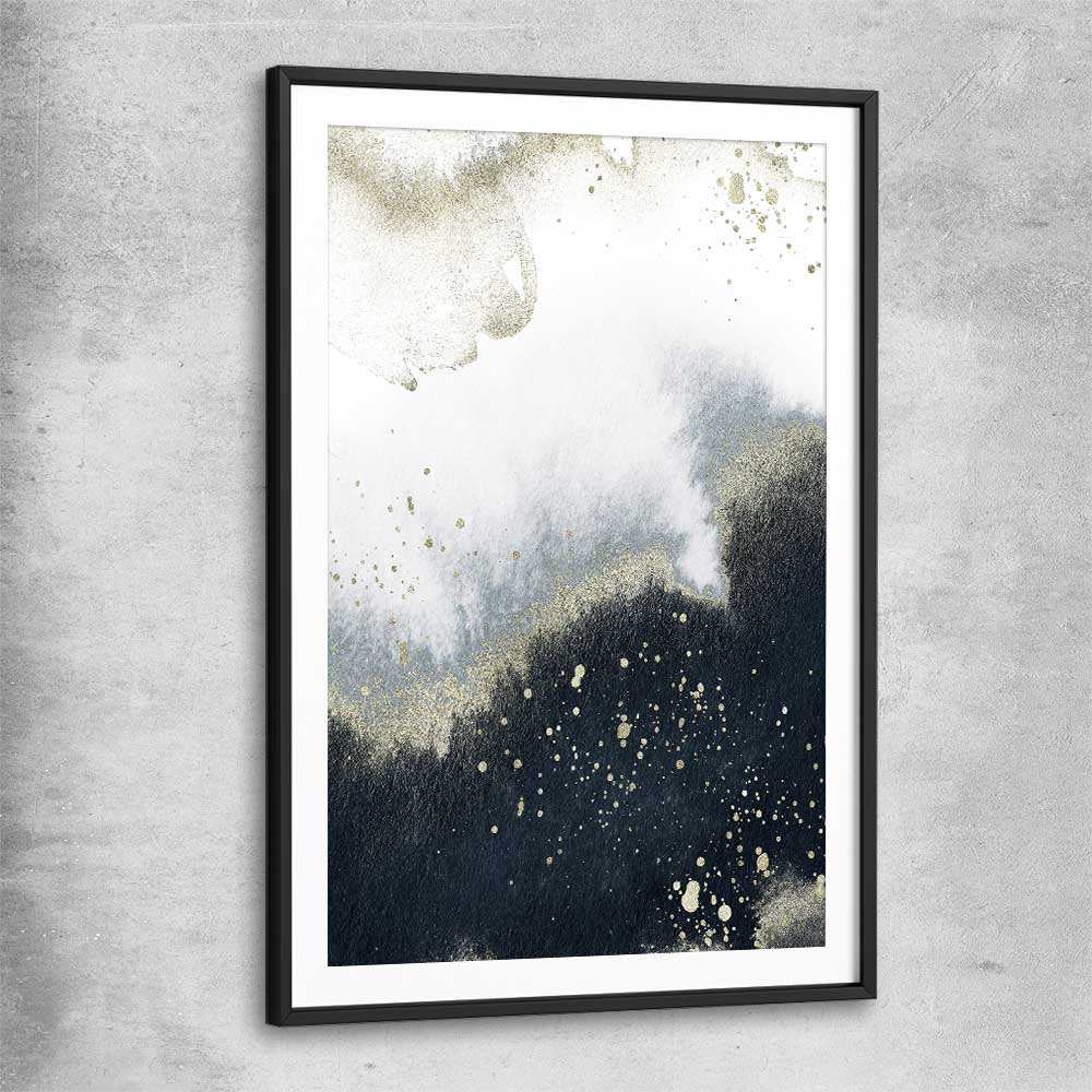 Golden Grey black glass front frame - part of our high quality canvas abstract wall art collection