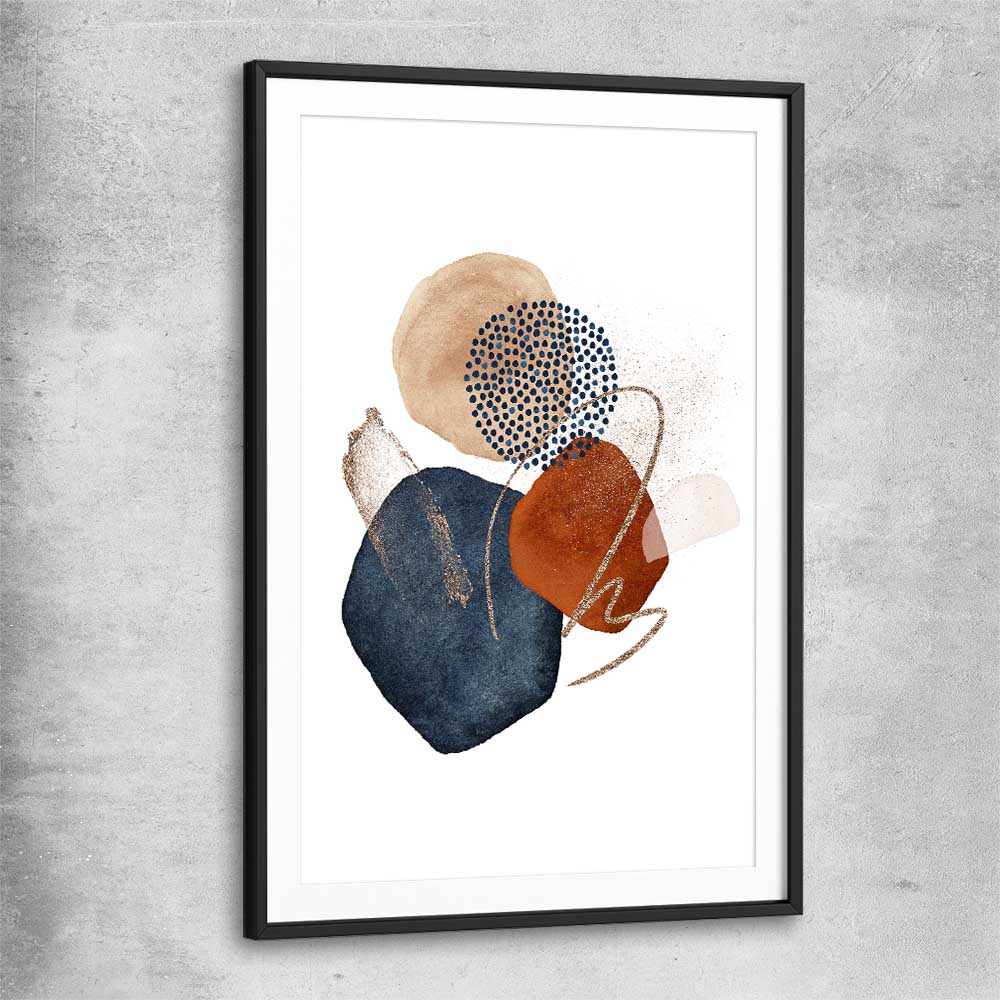 Golden Lines black glass front frame - part of our high quality canvas abstract wall art collection