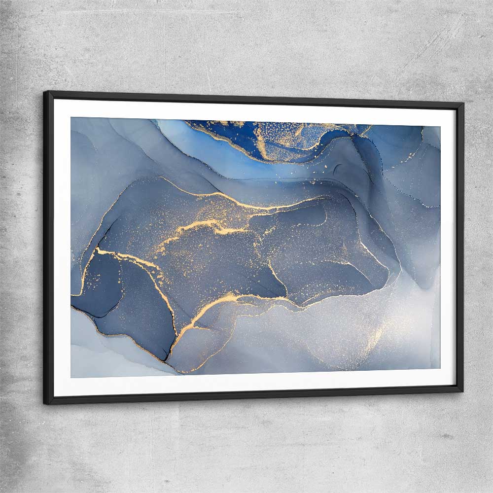 Golden Marble black glass front frame - part of our high quality canvas abstract wall art collection