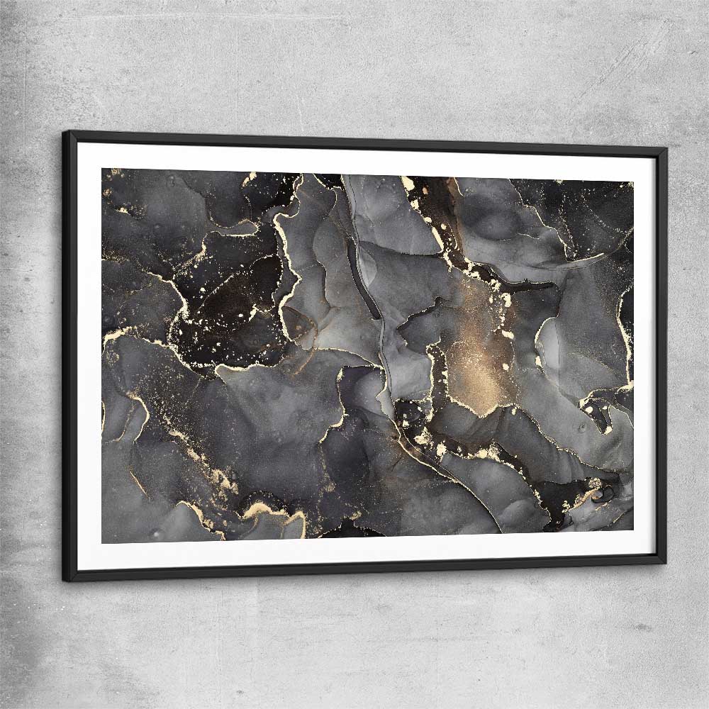Grey Vapours black glass front frame - part of our high quality canvas abstract wall art collection