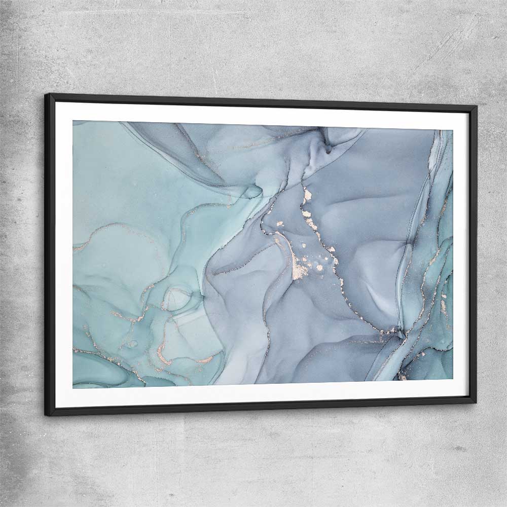 Light Turquoise black glass front frame - part of our high quality canvas abstract wall art collection