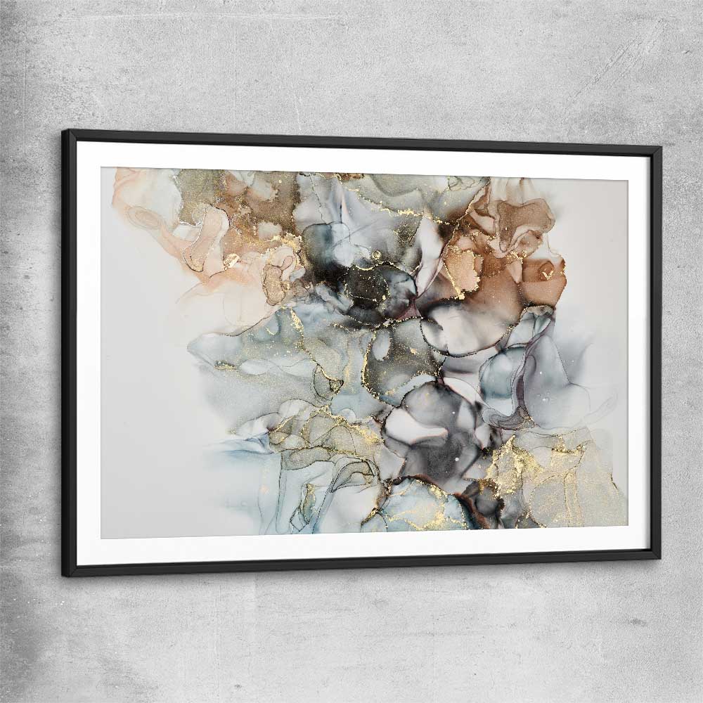 Luxury Waves black glass front frame - part of our high quality canvas abstract wall art collection