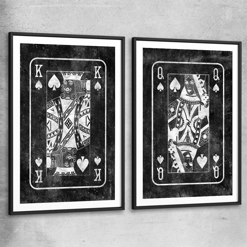 Inspirational wall art print of Marble King Pair with black glass front frame