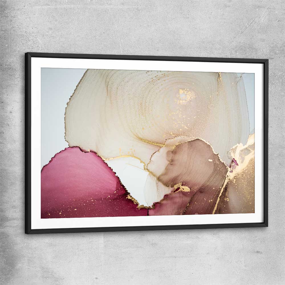 Maroon Depth black glass front frame - part of our high quality canvas abstract wall art collection