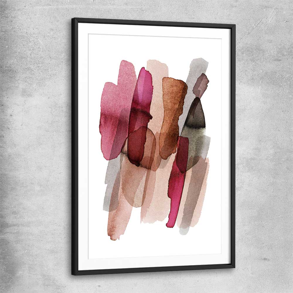 Maroon Tones One black glass front frame - part of our high quality canvas abstract wall art collection