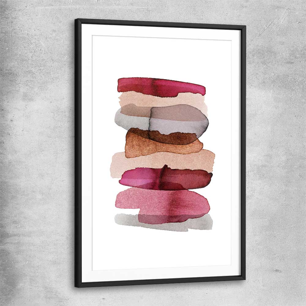 Maroon Tones Two black glass front frame - part of our high quality canvas abstract wall art collection