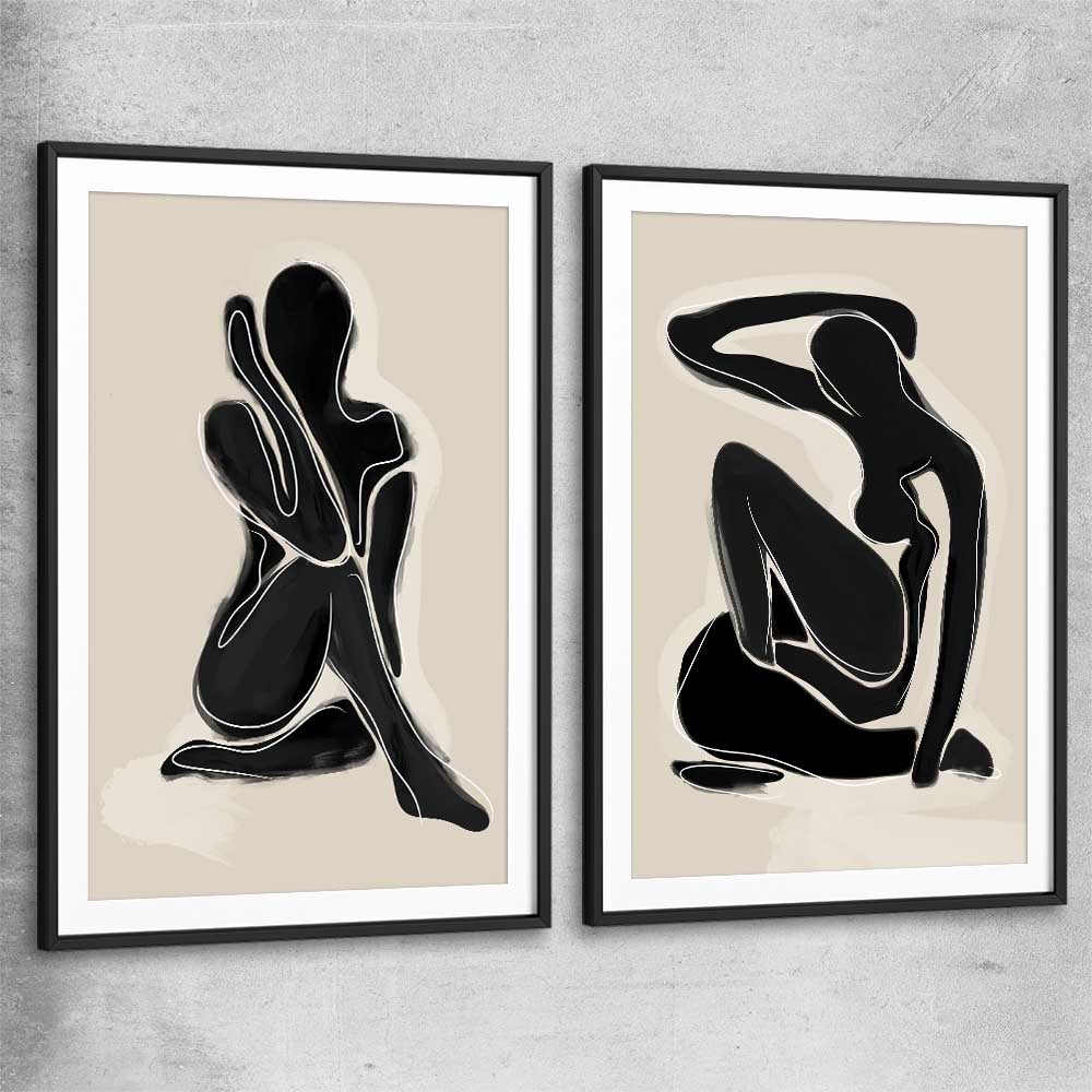 Matisse Shadow Pair black glass front frame - part of our high quality canvas abstract wall art collection