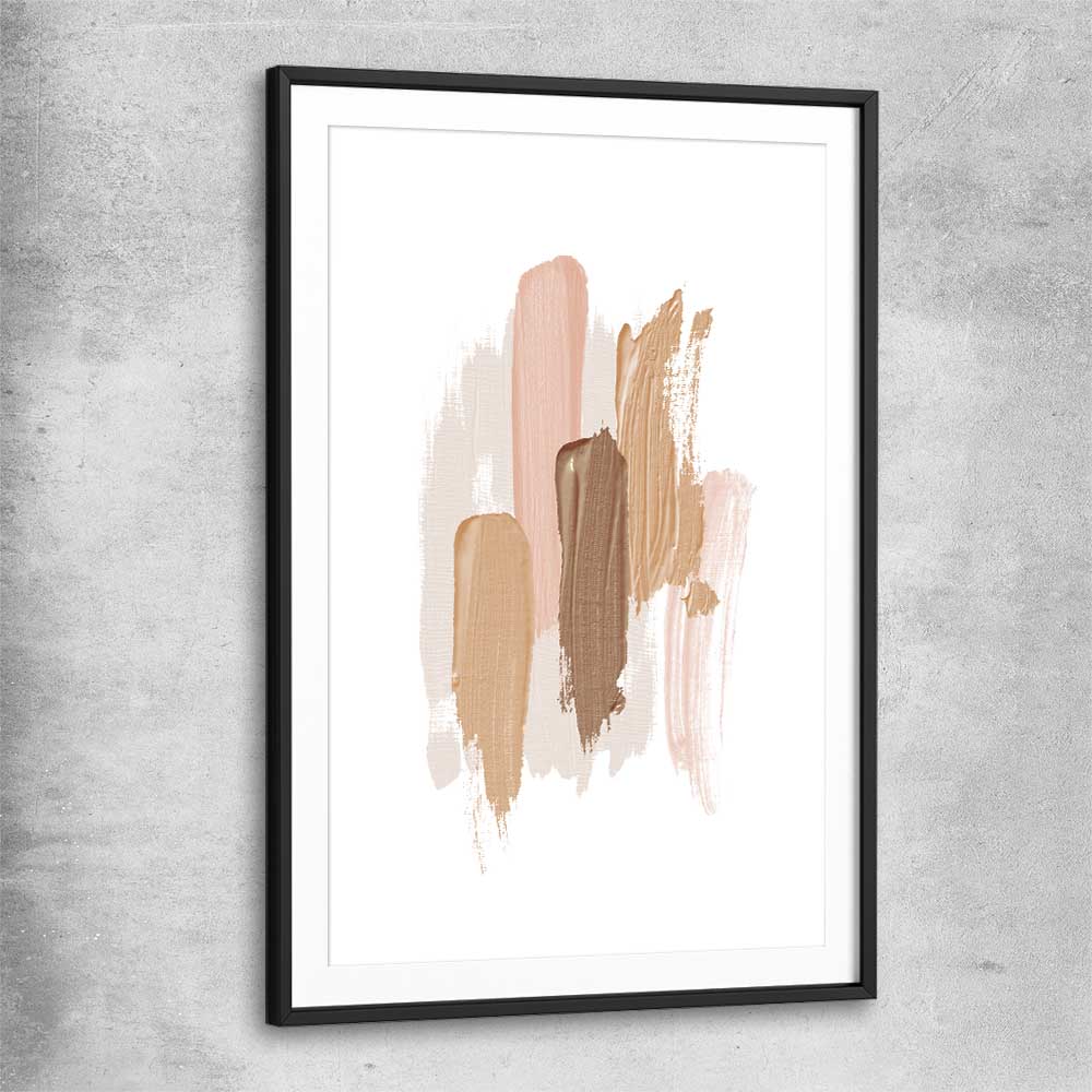 Neutral Strokes One black glass front frame - part of our high quality canvas abstract wall art collection