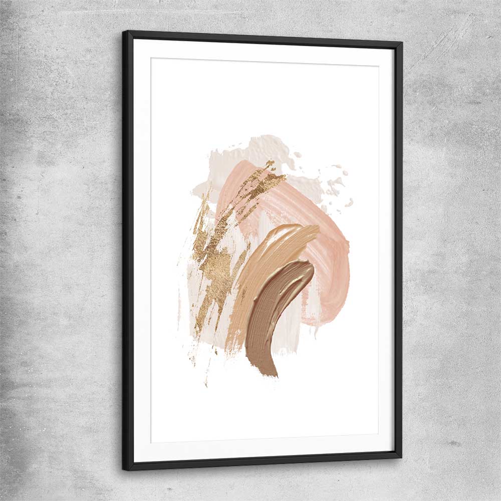 Neutral Strokes Three black glass front frame - part of our high quality canvas abstract wall art collection