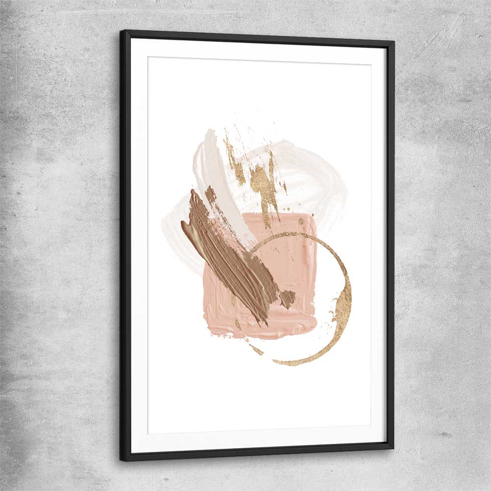 Neutral Strokes Two black glass front frame - part of our high quality canvas abstract wall art collection