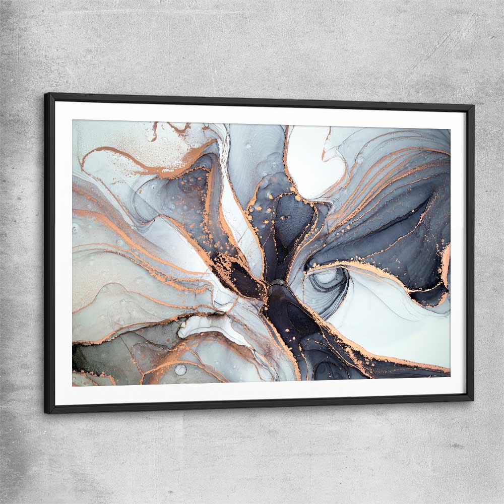 Ocean Depths black glass front frame - part of our high quality canvas abstract wall art collection