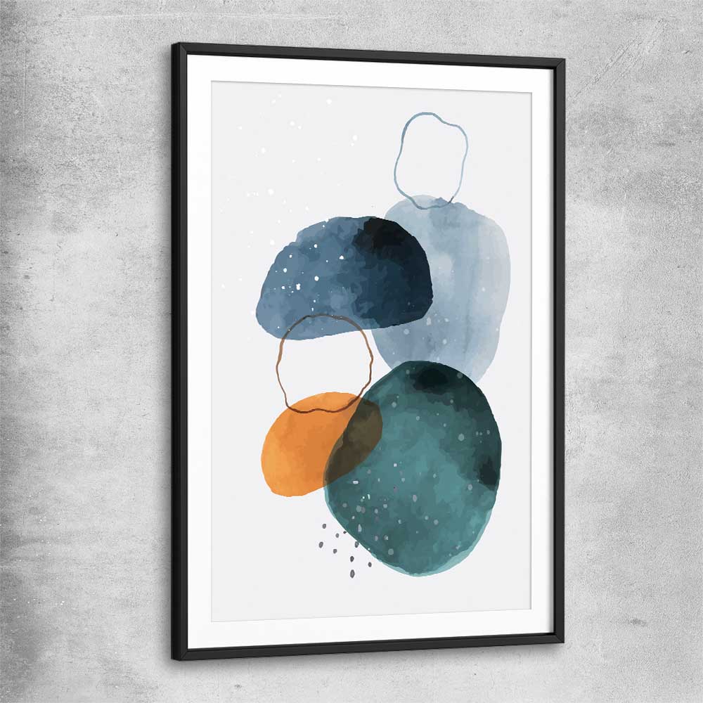 Ocean Tones One black glass front frame - part of our high quality canvas abstract wall art collection