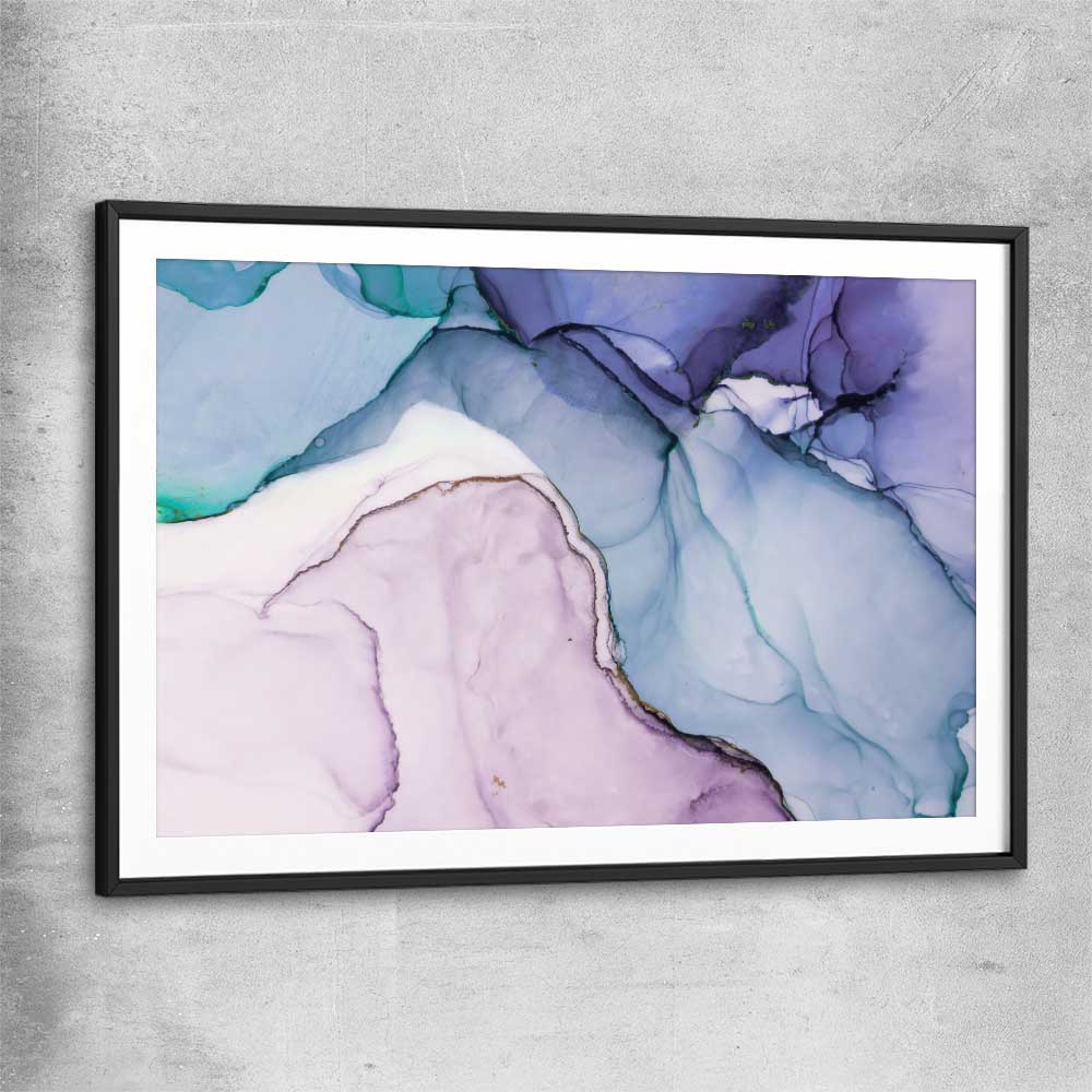 Purple Edges black glass front frame - part of our high quality canvas abstract wall art collection