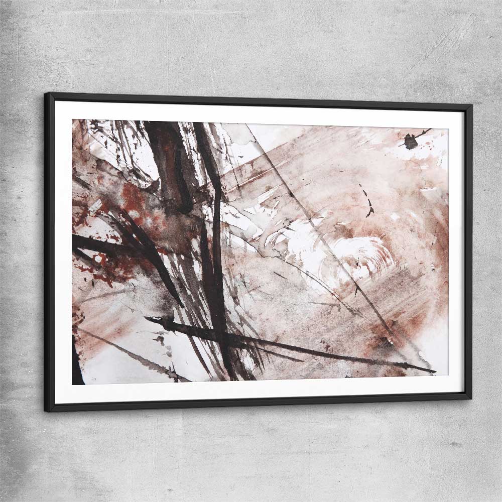 Sharp Strokes black glass front frame - part of our high quality canvas abstract wall art collection