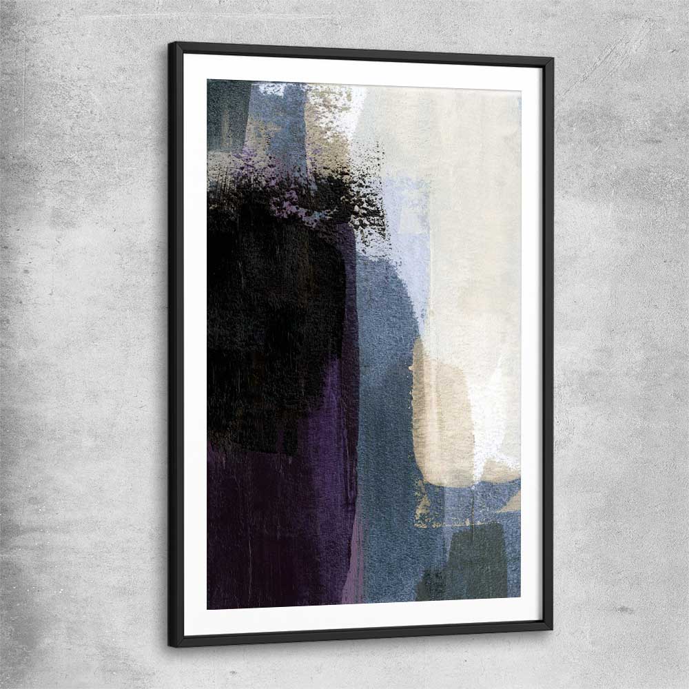 Soft Blue Two black glass front frame - part of our high quality canvas abstract wall art collection