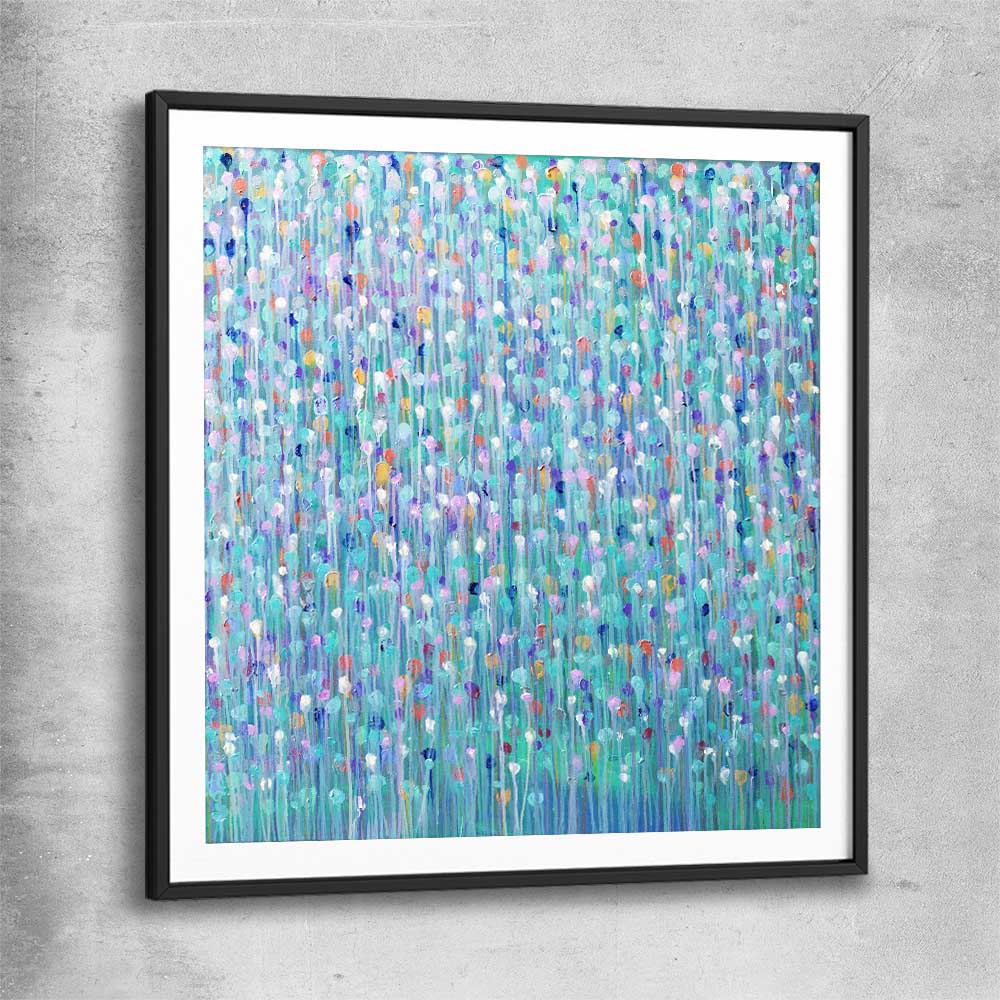 Sparkly Water Square black glass front frame - part of our high quality canvas abstract wall art collection
