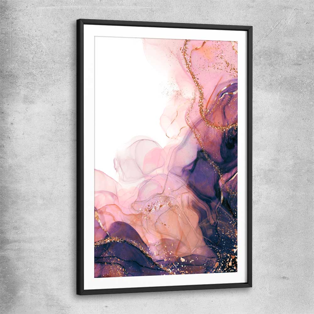 Violet Haze black glass front frame - part of our high quality canvas abstract wall art collection